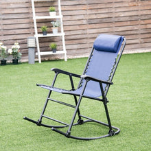 Load image into Gallery viewer, Outdoor Patio Headrest Folding Zero Gravity Rocking Chair-Blue