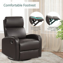 Load image into Gallery viewer, Recliner Chair Swivel Rocker Manual Single Sofa Lounger with Footrest-Brown