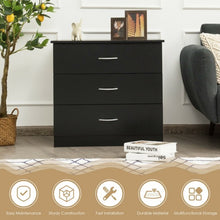 Load image into Gallery viewer, 3 Drawer Dresser Chest of Drawer with Wide Storage Space Organiser-Black