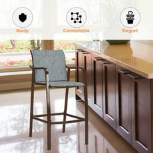 Load image into Gallery viewer, 2 pcs Counter Height Stool Chair Steel Frame Dining Bar Chair-Gray