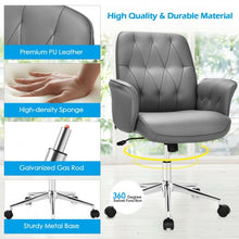 Load image into Gallery viewer, Modern Home Office Leisure Chair PU Leather Adjustable Swivel with Armrest-Gray