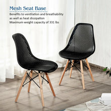 Load image into Gallery viewer, 2 Pcs Modern Plastic Hollow Chair Set with Wood Leg-Black