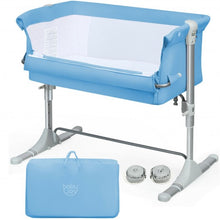 Load image into Gallery viewer, Travel Portable Baby Bed Side Sleeper Bassinet Crib with Carrying Bag-Blue