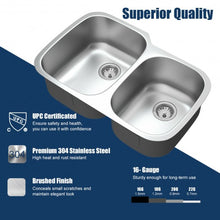 Load image into Gallery viewer, 32" Stainless Steel Double Bowl Kitchen Sink