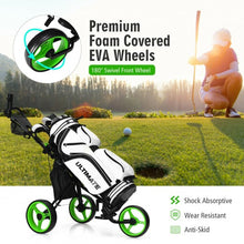 Load image into Gallery viewer, 3 Wheels Folding Golf Push Cart with Seat Scoreboard and Adjustable Handle-Green