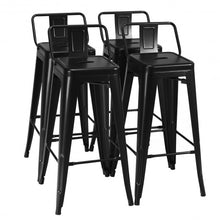 Load image into Gallery viewer, 30" Set of 4 Metal Height Barstools with Low Back-Black