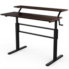 Load image into Gallery viewer, Standing Desk Crank Adjustable Sit to Stand Workstation -Brown
