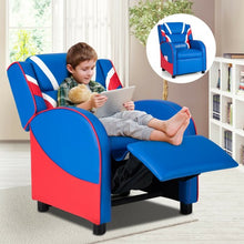 Load image into Gallery viewer, Kids Leather Recliner Chair with Side Pockets-Blue