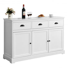 Load image into Gallery viewer, 3 Drawers Sideboard Buffet Storage with Adjustable Shelves-White