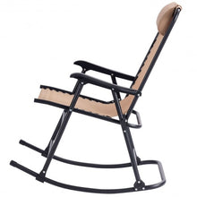 Load image into Gallery viewer, Outdoor Patio Headrest Folding Zero Gravity Rocking Chair-Beige