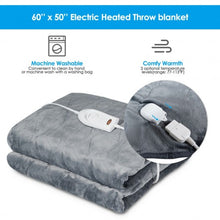 Load image into Gallery viewer, Flannel Electric Blanket Heated Throw with 3 Heat Settings
