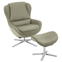 Load image into Gallery viewer, Swivel Top Grain Leather Lounge Armchair Rocking Chair with Ottoman-Gray