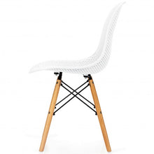 Load image into Gallery viewer, 4 Pcs Modern Plastic Hollow Chair Set with Wood Leg-White
