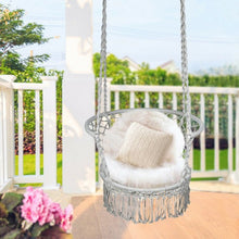 Load image into Gallery viewer, Hanging Hammock Chair Macrame Swing Hand Woven Cotton Backrest-Gray
