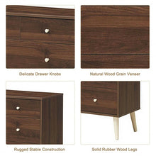 Load image into Gallery viewer, 4-Drawer Dresser Cabinet Storage Organizer Rubber Leg with Rail-Walnut