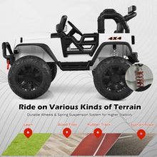 Load image into Gallery viewer, 12V Kids Ride On Truck RC Motorized Car with Spring Suspension and MP3 -White