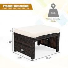 Load image into Gallery viewer, 2 Pieces Cushioned Patio Rattan Ottoman Foot Rest-White