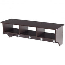 Load image into Gallery viewer, Wall Mount Cubby Organizer Hooks Entryway Storage Shelf-Brown