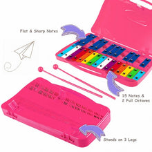 Load image into Gallery viewer, 25 Notes Kids Glockenspiel Chromatic Metal Xylophone-Pink