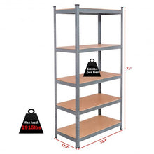 Load image into Gallery viewer, 71" Heavy Duty Steel Adjustable 5 Level Storage Shelves-Gray
