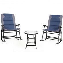 Load image into Gallery viewer, 3 pcs Outdoor Folding Rocking Chair Table Set-Blue