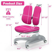 Load image into Gallery viewer, Adjustable Height Student Chair with Sit-Brake Casters and Lumbar Support for Home and School-Pink