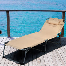 Load image into Gallery viewer, Folding Chaise Lounge Chair Bed Adjustable Outdoor Patio Beach-Beige