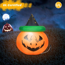 Load image into Gallery viewer, 4 Ft Halloween Inflatable LED Pumpkin with Witch Hat