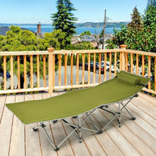 Load image into Gallery viewer, Folding Camping Cot with Side Storage Pocket Detachable Headrest-Green
