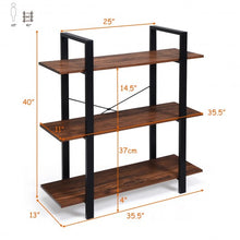 Load image into Gallery viewer, 3-Tiers Bookshelf Industrial Bookcases Metal Frame Shelf Stand