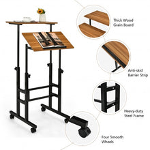 Load image into Gallery viewer, Height Adjustable Mobile Standing Desk with rolling wheels for office and home-Walnut