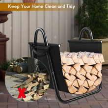 Load image into Gallery viewer, Firewood Rack Log Holder with Canvas Tote Carrier