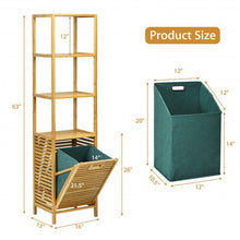 Load image into Gallery viewer, Bamboo Tower Hamper Organizer with 3-Tier Storage Shelves-Natural