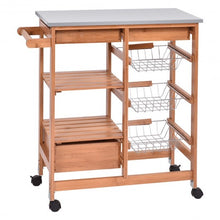 Load image into Gallery viewer, Bamboo Kitchen Shelf Island Trolley Cart