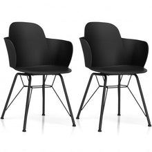 Load image into Gallery viewer, Set of 2 Metal Frame Modern Petal-Shape Plastic Dining Chair-Black