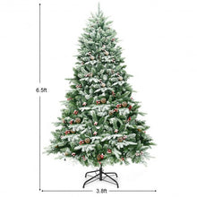 Load image into Gallery viewer, 6.5Ft Pre-lit Snow Flocked Hinged Artificial Christmas Tree