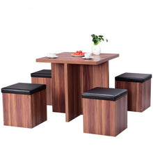 Load image into Gallery viewer, 5 pcs Wood Kitchen Dinette Storage Ottoman Stool Table Set