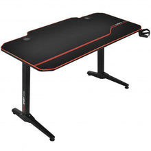 Load image into Gallery viewer, 55" T-Shaped Gaming Desk with Full Desk Mouse Pad and Gaming Handle Rack