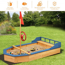 Load image into Gallery viewer, Kids Pirate Boat Wood Sandbox