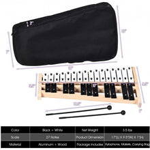 Load image into Gallery viewer, 27 Note Glockenspiel Xylophone with 2 Rubber Mallets