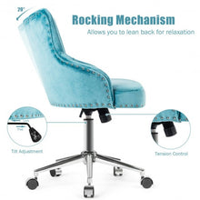 Load image into Gallery viewer, Tufted Upholstered Swivel Computer Desk Chair with Nailed Tri-Turquoise