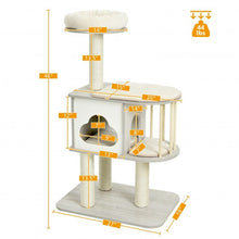 Load image into Gallery viewer, 46 Inch Wooden Cat Activity Tree with Platform and Cushionsfor for Cats and Kittens