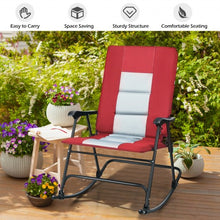 Load image into Gallery viewer, Foldable Rocking Padded Portable Camping Chair with Backrest and Armrest -Red