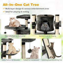 Load image into Gallery viewer, 67" Multi-Level Cat Tree with Cozy Perches Kittens Play House-Dark Gray