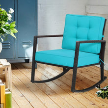 Load image into Gallery viewer, Patio Rattan Rocker Outdoor Glider Rocking Chair Cushion Lawn-Turquoise