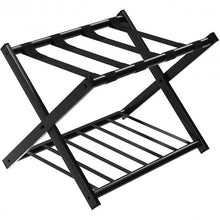 Load image into Gallery viewer, Folding Metal Luggage Rack Suitcase with Shelf Black
