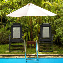 Load image into Gallery viewer, 4 Pcs Patio Garden Adjustable Reclining Folding Chairs with Headrest-Black