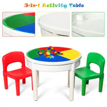 Load image into Gallery viewer, 3-in-1 Kids Activity Table and 2 Chairs Set Includes 300 Bricks