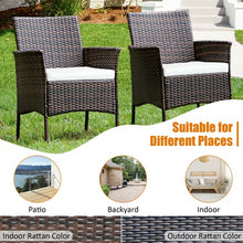 Load image into Gallery viewer, 2 Pieces Rattan Arm Dining Chair Cushioned Sofa Furniture Patio