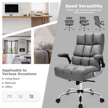 Load image into Gallery viewer, Adjustable Swivel Office Chair with High Back and Flip-up Arm for Home and Office-Gray